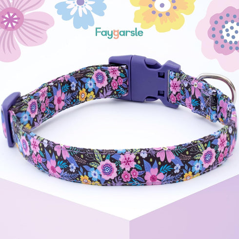 Faygarsle Cotton Dog Collar, Cute Floral Design for Small Medium Large Dogs, Soft Fancy Pet Collars for Girls