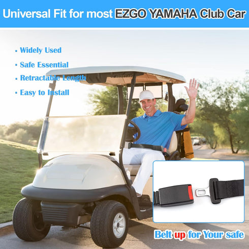 Dewkake 4pcs Golf Cart Seat Belts Kit, Universal Retractable Front and Rear Golf Cart Seat Belt Kit for EZGO, Club Car