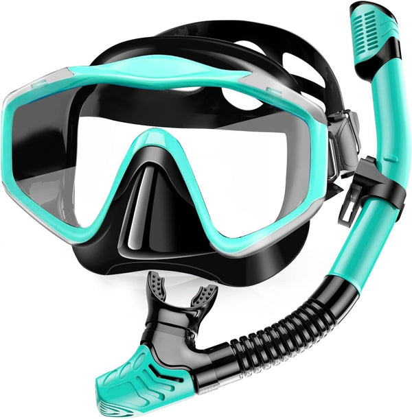 Snorkel Mask Adult, Dry Snorkel Set, Panoramic Wide View Swim Mask for Lap Swimming and Diving