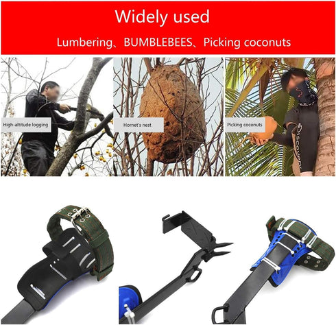XKMT Upgraded Tree Climbing Spike Set with Safety Adjustable Belt Lanyard and Rope Rescue Gear, Blue