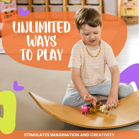 bagacootha 32" Ultimate Wooden Wobble Balance Board for Kids by Wooden Toddler Toys & Kids Rocker for Endless Play