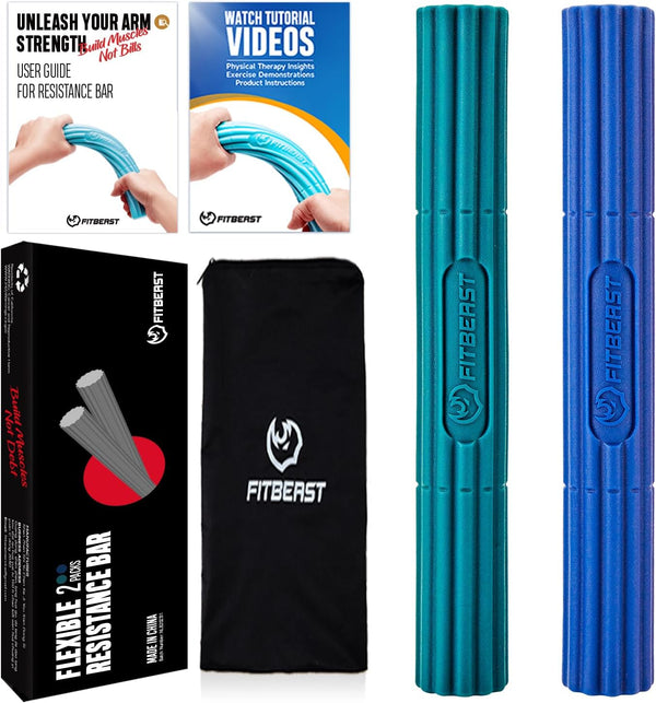 FitBeast Flex Therapy Bar for Tennis Elbow, Ideal for Relieving Tendonitis Pain, Fitness Resistance Bar for Golfers
