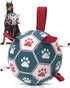QDAN Dog Toys Soccer Ball with Straps - 10 Inch Durable Herding Ball for Extra Large Dogs, Outdoor Water Toy