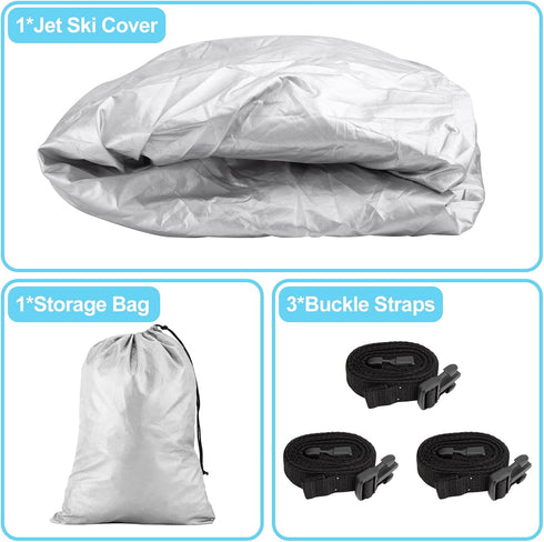 SPORTYOUTH Jet Ski Cover for 3 Seater, Waterproof PWC Trailerable Cover, Fits Length 136" to 145", Heavy Duty