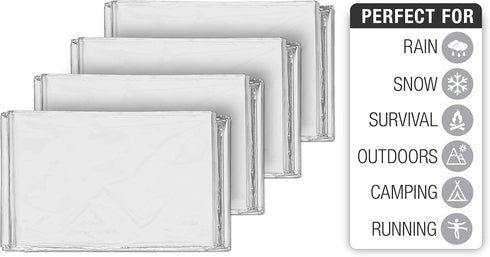 Swiss Safe Emergency Mylar Thermal Blankets + Bonus Space Blanket - Compact & Insulated for Cold Weather, Outdoor