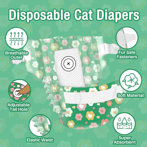 (24Pcs, Pet Soft Disposable Cat Diapers - Diaper for Female & Male Cats, Puppy Doggie Diapers for Female Dogs