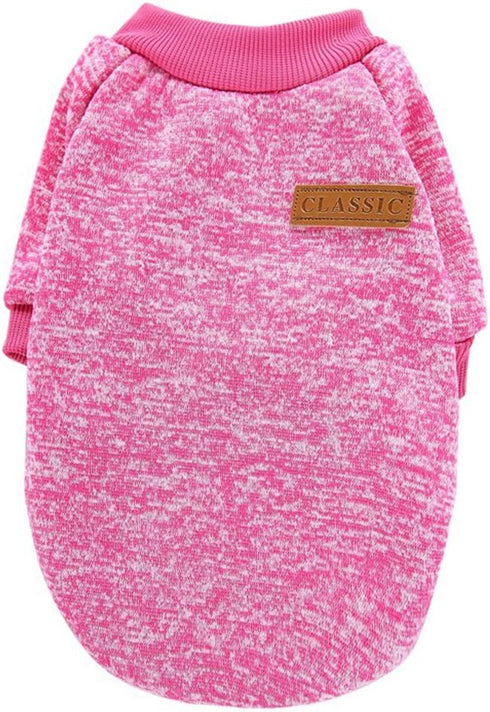 Pet Dog Classic Knitwear Sweater, Warm Winter Coat for Small Dogs (S, Rose)