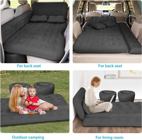2 2 ISWEES Car Bed SUV Air Mattress, Car Air Mattress with Electric Pump, Inflatable Pillows and Footrests for Back