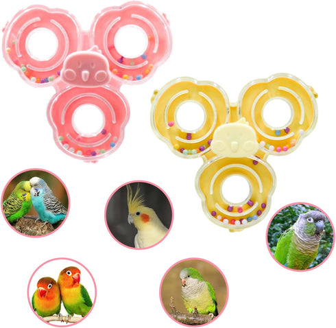 MinrzPet 2 Pack Spinning Bird Toy, Bird Cage Accessories, Interactive Enrichment Chewing Exercise Toy for Budgies