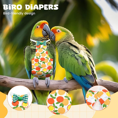 KCMOSGI 4 Pcs Bird Diaper, Parrot Diaper, Reusable Bird Clothes with Adjustable Straps & Waterproof Inner, Pet Bird
