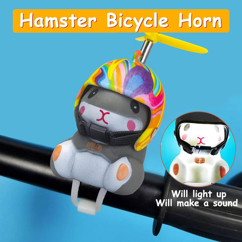 wonuu Duck Bike Bell with Light, Cute Hamster Bicycle Horn and Dashboard Decoration for Motorcycle