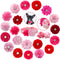 20pcs Pink Rose Red Pet Dog Collar Attachment Flower Bows, Slide Small Dog Collar Bowties for Holiday Grooming