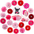 20pcs Pink Rose Red Pet Dog Collar Attachment Flower Bows, Slide Small Dog Collar Bowties for Holiday Grooming