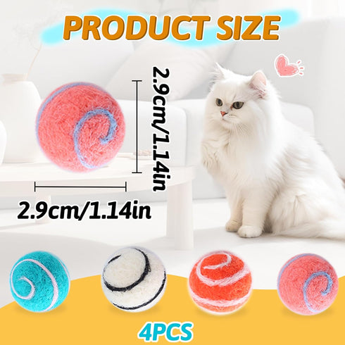 4PCS 1g 1.18 Inches Andiker Wool Cat Balls, Lightweight Soft Planet-Shape Funny Cat Balls Interactive Cat Toys