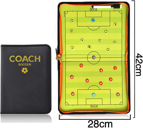 Soccer Coaching Tactical Board - Portable Magnetic Football Coach Blackboard with Player Markers, Pen, and Eraser