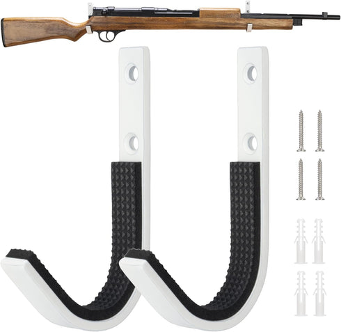 Gun Rack Storage Wall Mount, Horizontal Metal Hooks for Rifles and Shotguns, Heavy Duty Steel Hangers