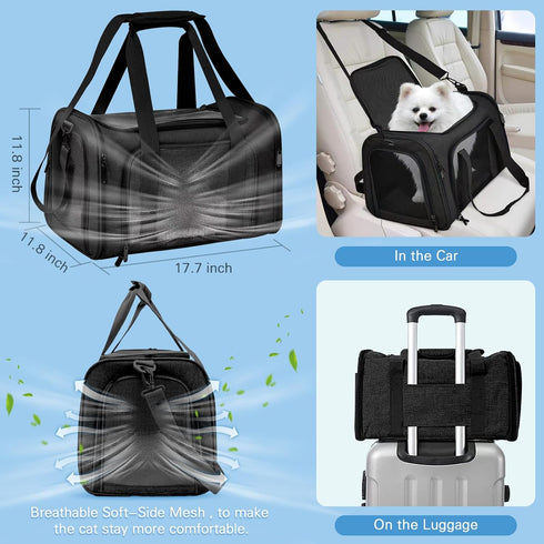 Cat Carrier with Litter Box - Soft-Sided Airline Approved Pet Carrier for Up to 20Lbs Small Medium Pets, Cat Essentials