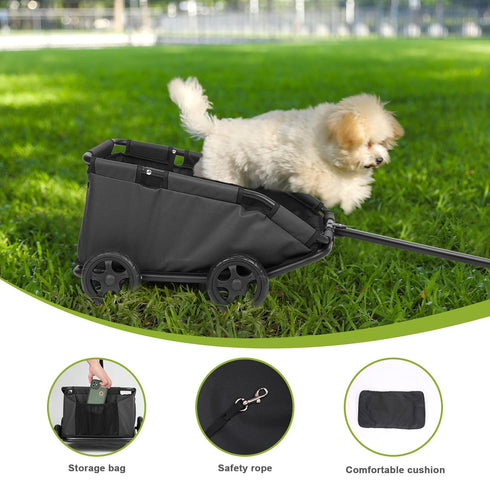AESRAOU Mini Dog Strollers for Mini Pets, Foldable Multifunctional Shopping Carts with Extendable Pull Handle, Doggie