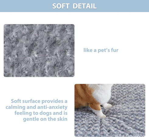 WNPETHOME Orthopedic X Large Dog Bed - Soft Rose Plush Waterproof Crate Bed with Removable Cover, Grey (42 x 30 x 4