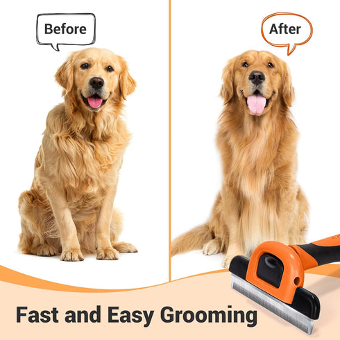 MIU COLOR Pet Grooming Brush - Deshedding Tool for Dogs & Cats, Reduces Shedding by up to 95%, Orange