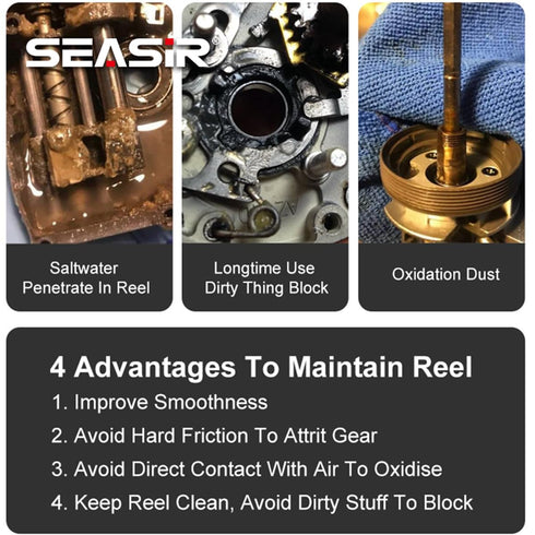 2Pcs SEASIR Fishing Reel Oil, Reel Oil and Grease Kit, Multi-Purpose Reel Lubricant for Reel Bearings, Bushings