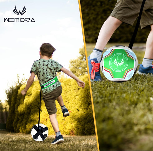 Solo Soccer Volleyball Rugby Football Trainer Belt - Kick Throw Practice Training for Kids, Youth, and Adults with