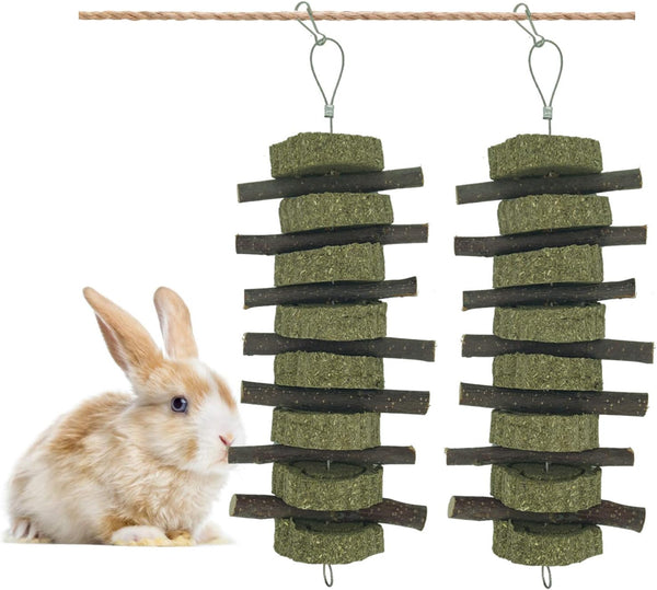 Generic Rabbit Bunny Treat Hamster Chew Toys, Grass Cakes Heart Shaped Chew Toys for Pets 2Pcs