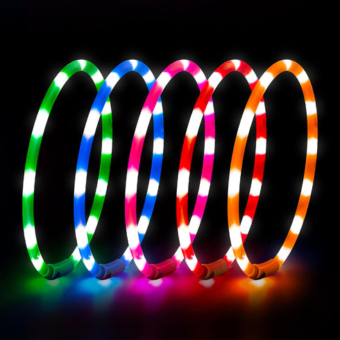 LED Dog Collar - HIGO Light Up Dog Collars, USB Rechargeable Necklace Light for Dogs Walking at Night