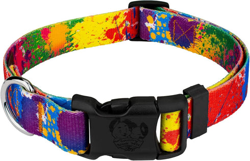 Country Brook Petz Deluxe Paint Splatter Dog Collar - Made in The U.S.A., Groovy Collection (1 Inch, Large)