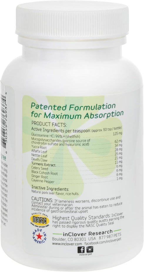InClover Connectin Natural Hip & Joint Supplement for Dogs, 3oz Powder with Glucosamine & Chondroitin