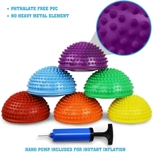 Yes4All Hedgehog Balance Pods for Exercise, Core Body Balancing, Set of 6 with Hand Pump