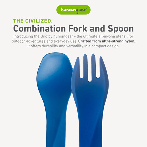 humangear GoBites Uno, Portable & Convertible Dining Ware, Multi-Functional Spork, Blue
