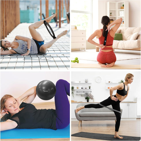 14 Inch RitFit Pilates Kit - Pilates Ring Magic Circle with Pilates Ball, Resistance Bands & Yoga Strap, Pilates