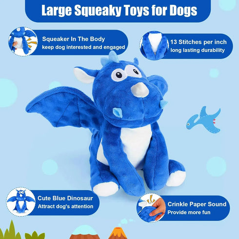 loncoldy Plush Dog Toys, Tough Chew Toys for Dogs, Crinkle Stuffed Squeaky Toy for Small Medium Large Breed