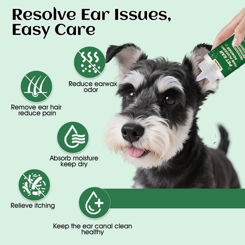 30g 5.5" Trimmer Dog Ear Hair Removal Tool Ear Powder, Hemostat & Electric Dog Ear Helps Reduce Wax & Odor Grooming Kit