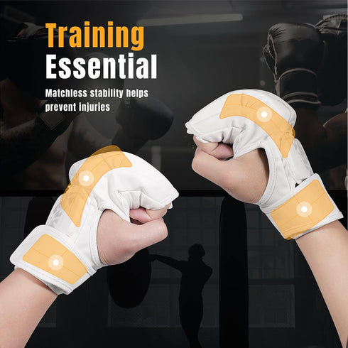Flexzion MMA Gloves - Fingerless Boxing Gloves for Men Women and Teen Youth, UFC Grappling Krav Maga Kickboxing