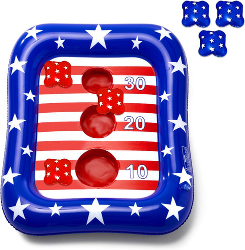 AURASUN Kids Fun Pool Toys, Inflatable Pool Cornhole Game Floating, 4th of