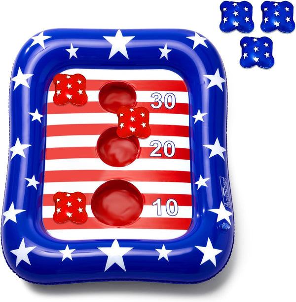 AURASUN Kids Fun Pool Toys, Inflatable Pool Cornhole Game Floating, 4th of