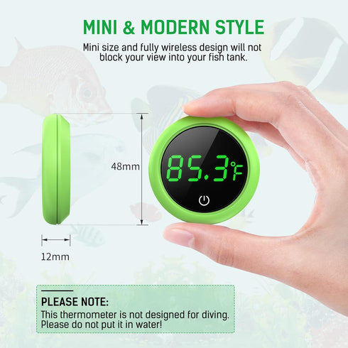 Fish Tank Thermometer, PAIZOO LED Digital Accurate Temperature Gauge for Aquatic Pets, Green