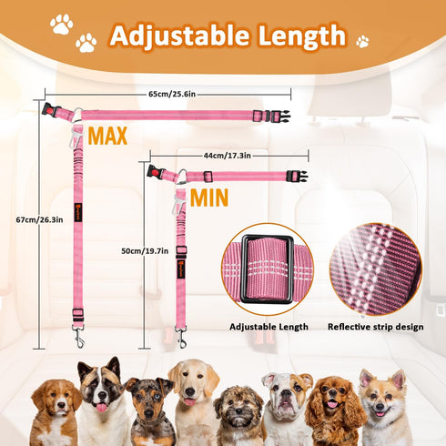 3 1 Removable Dog Seat Belt Harness for Car, in Pet Dog Car Seatbelt Leash, Retractable Restraint Secures to Vehicle