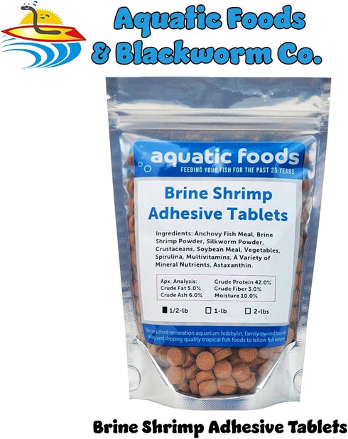 Aquatic Foods Inc. 3/8" 1/2" Community WL1/2-lb x Brine Shrimp Glass Sticking Wafers for All Fish, Tetras, Guppies