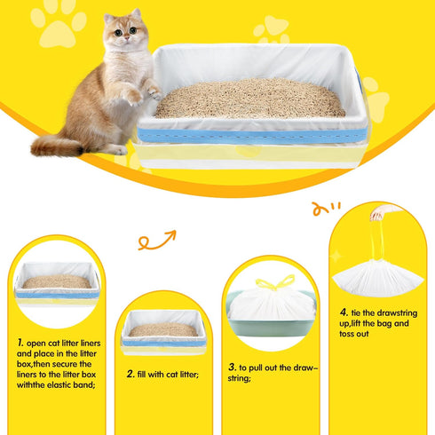 WJXWHSWX 37" 18",30 Count 3 Jumbo Cat Litter Box Liners x Jumbo Extra Thick With Mil Cat Waste Litter Bags Extra Heavy
