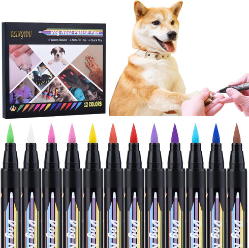 Dog Nail Polish - Quick Dry 12 Colors - Non Toxic, Odorless Pet Nail Polish Set for DIY Dogs Puppy Nails