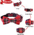 Malier Christmas Classic Plaid Dog Collar with Bow Tie, Adjustable Buckle for Small Medium Large Pets - S