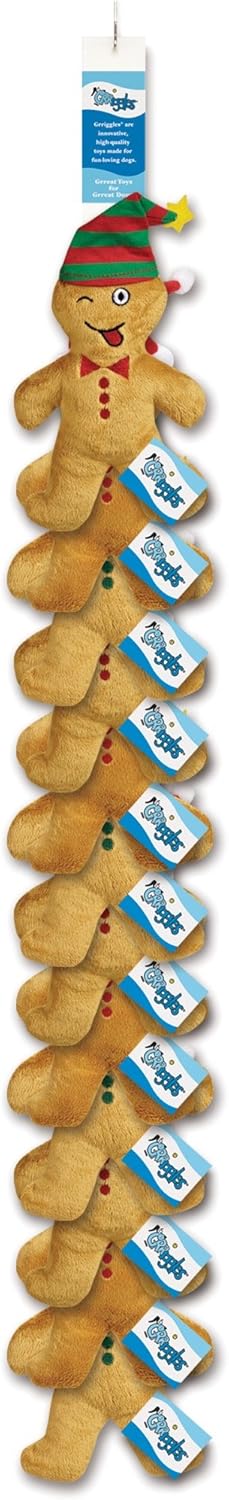 12 Piece Plush Dog Toy Clip Strip, Gingerbread Emoji Men