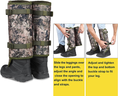 QOGIR Snake Gaiters for Hunting, Durable Leggings for Men & Women, Snake Bite Protection