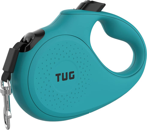 TUG Monochrome 360° Tangle-Free Retractable Dog Leash | 16 ft Strong Nylon Tape (Medium, Aqua)