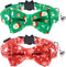 Malier 2 Pack Christmas Cat Collars Breakaway with Bow Tie and Bell, Classic Buffalo Plaid Kitten Collar for Cats