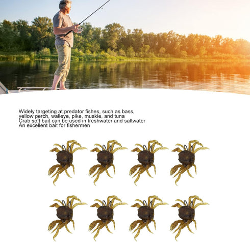 8Pcs 5.1in 1.2oz Artificial Crab Lures, Soft Bait with Hooks, Crab Bait Simulation for Freshwater Saltwater Fishing