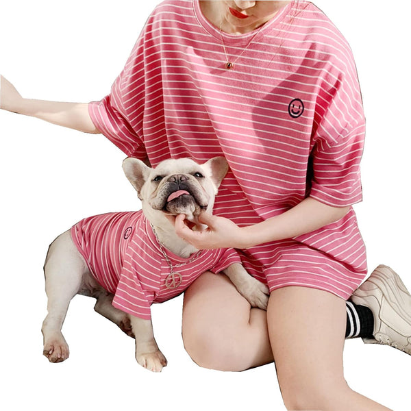 Matching Dog and Owner Clothes - Striped Dog Shirts for Small Medium Large Dogs, Mama and Pet Shirts Sold Separately